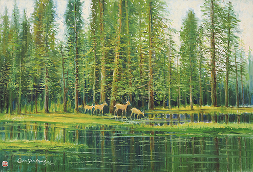 原始森林 钱延康 44×65 布面油彩 油画 1998 庞薰琹美术馆1998.0002.jpg
